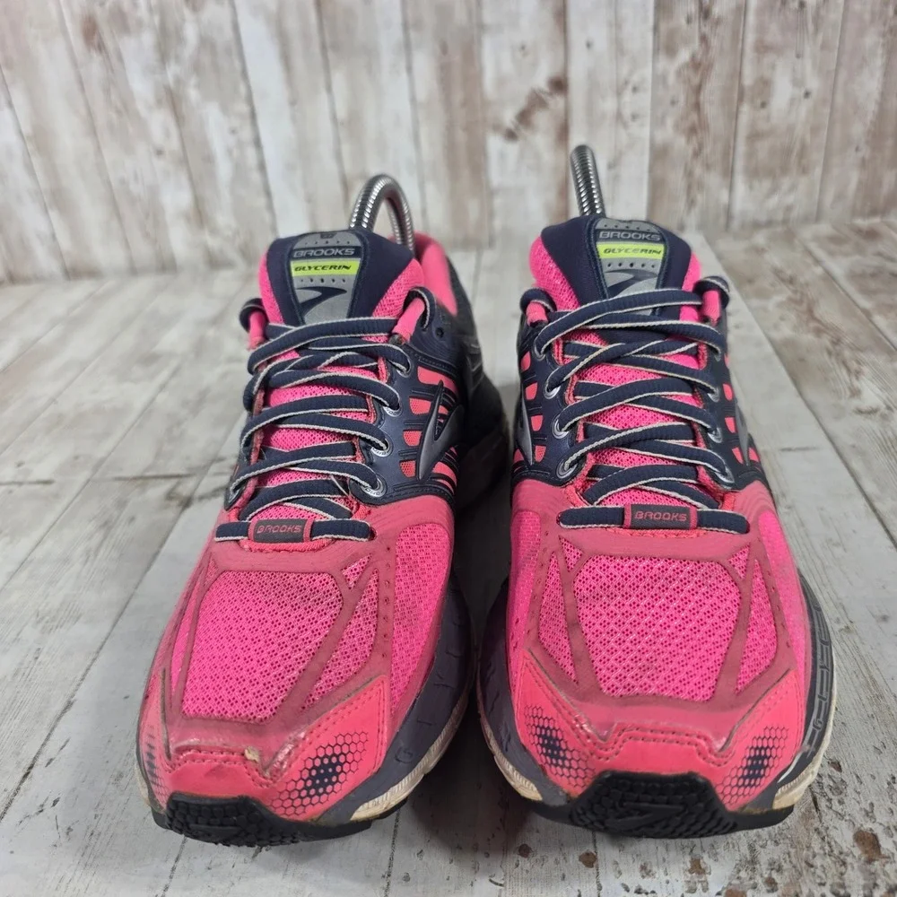 Brooks Glycerin 11‎ Womens Running Shoes Pink Navy Blue 1201371B813 Size 7.5 B
